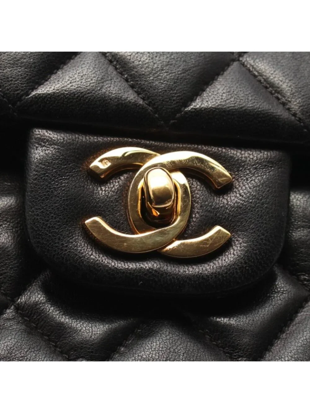Chanel Shoulder Bag Quilted Double Flap Black Lambskin Chain